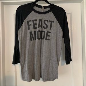 Next Level Apparel T Shirt Adult Medium Gray Shirt Raglan Sleeves Feast Mode
